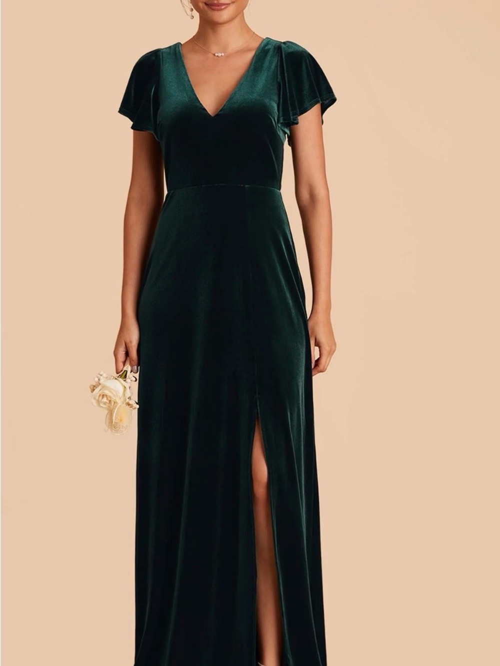 Birdy Grey Deep Emerald Velvet V-Neck Maxi Dress